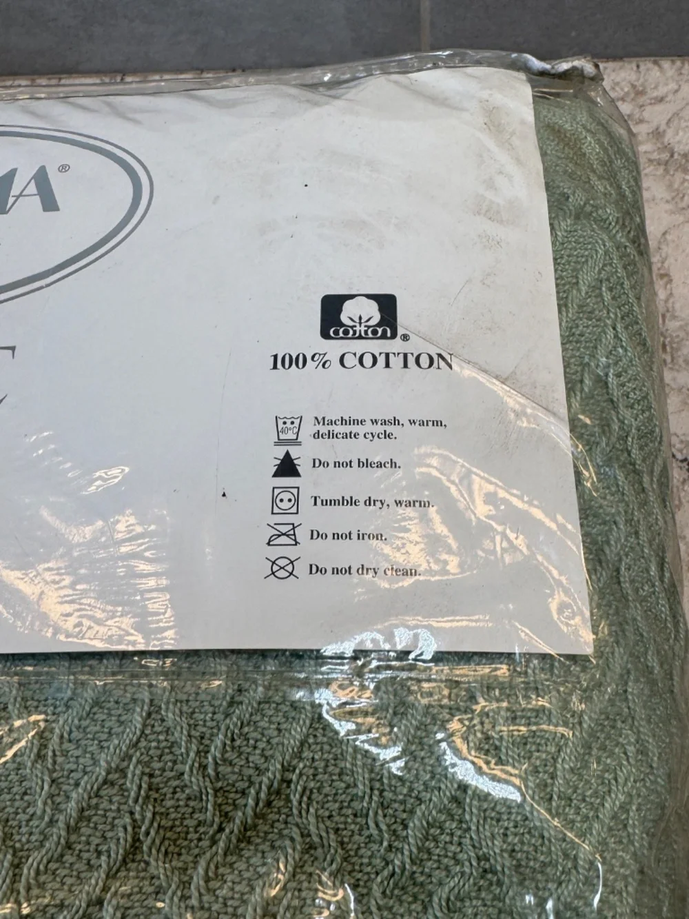 Vintage Charisma by Fieldcrest Classic Blanket size King‎ mint green 100% Cotton